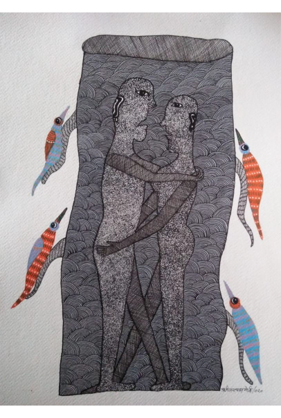 Gond Art Painting - Lovers Gond Art Painting - Lovers